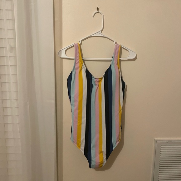 Stripped Multicolored One Piece Bathing Suit - Picture 1 of 4